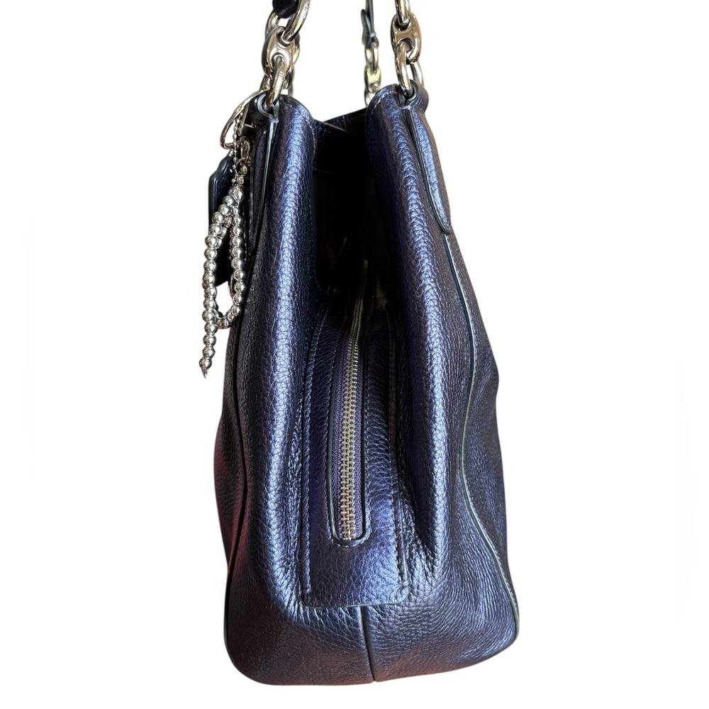 Coach HALLIE SHOULDER BAG (COACH F80271) METALLIC BLUE with Silver Hardware - Picture 6 of 10